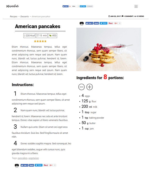 Marmalade - Modern Food Blog theme for WordPress